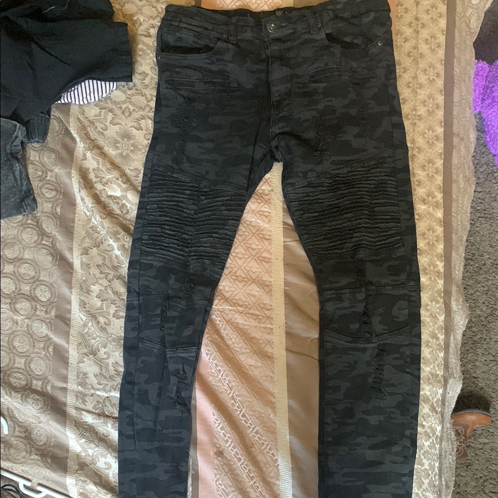 Black Camouflage Jeans Skinny Fit